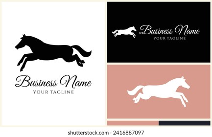 silhouette cowboy horseman logo template