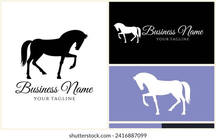 silhouette cowboy horseman logo template