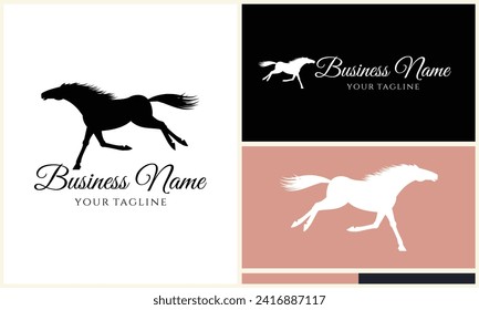 silhouette cowboy horseman logo template