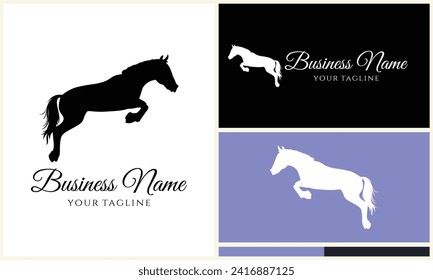 silhouette cowboy horseman logo template