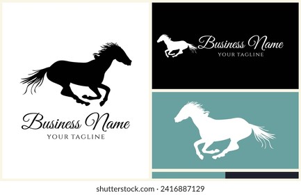 silhouette cowboy horseman logo template