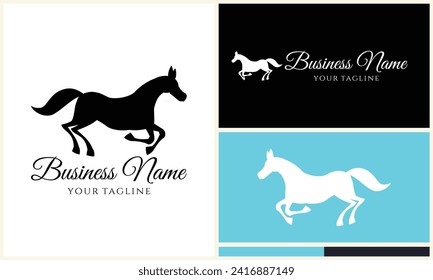 silhouette cowboy horseman logo template