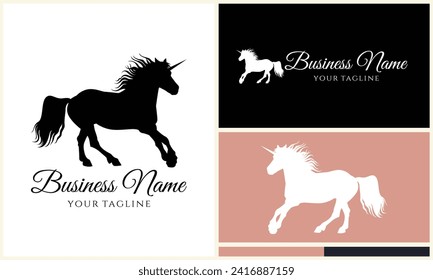 silhouette cowboy horseman logo template