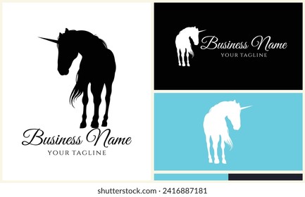 silhouette cowboy horseman logo template