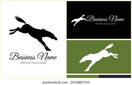 silhouette cowboy horseman logo template