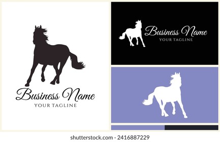 silhouette cowboy horseman logo template