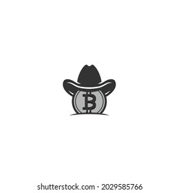 silhouette of cowboy logo bitcoin design 