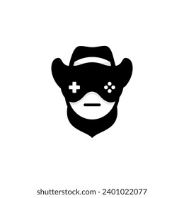 silhouette cowboy logo wearing gaming glasses