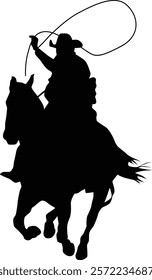 Silhouette of a cowboy on horse illustration