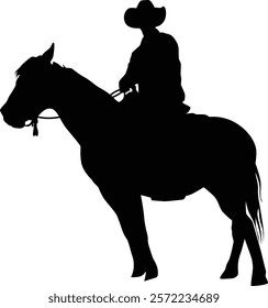 Silhouette of a cowboy on horse illustration