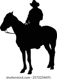 Silhouette of a cowboy on horse illustration