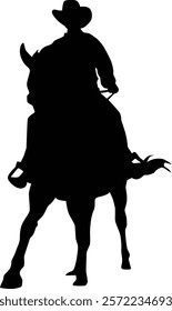 Silhouette of a cowboy on horse illustration