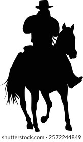 Silhouette of a cowboy on horse illustration