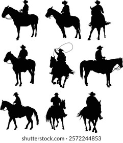 Silhouette of a cowboy on horse illustration