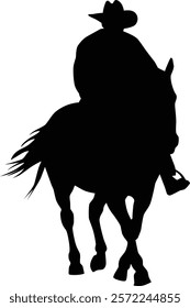 Silhouette of a cowboy on horse illustration