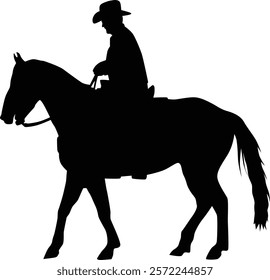 Silhouette of a cowboy on horse illustration