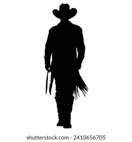 Silhouette of Cowboy on white