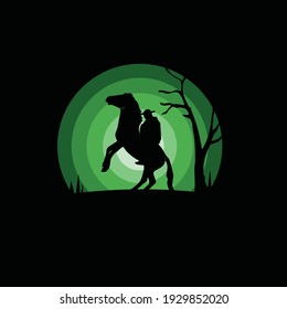 Silhouette of Cowboy riding horses