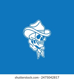 Silhouette Cowboy Totenkopf Rodeo Logo Design Vorlage