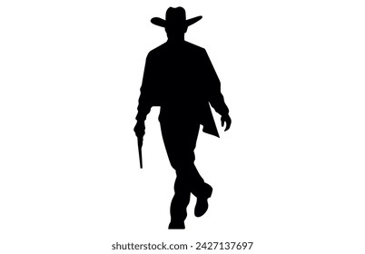 Silhouette of cowboys walking, Cowboy in various action, cowboys walking vector
