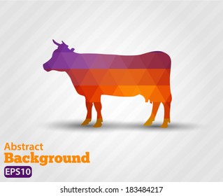 Silhouette cows, farm animals. on a white background - vector silhouette Geometric shapes.