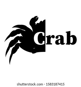 Silhouette of a crab and the inscription black on a white background, vector