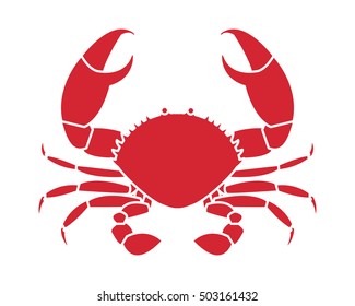 Silhouette crab in stencil style, vector