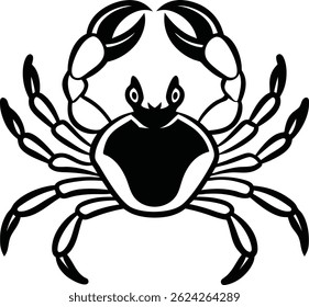 Silhouette Crab Vector Illustration Isolated On Stock Vector
