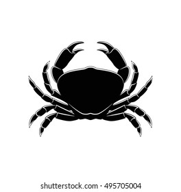 The Silhouette Of A Crab. Vector Illustration. Isolated On White BAckground