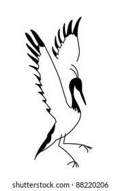 silhouette crane on white background