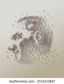 Atatürk silhouette, created by hundreds of people of all ages coming together.