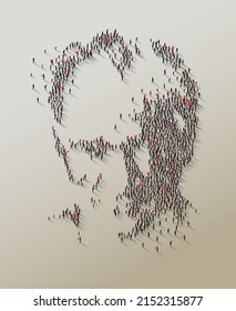 Atatürk silhouette, created by hundreds of people of all ages coming together.