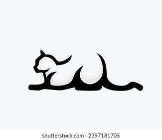 silhouette creeps down cat art logo design template illustration inspiration
