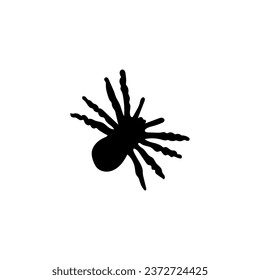 Silhouette of creepy spider on white background