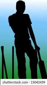 silhouette of a cricket batsman	