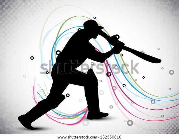 Silhouette Cricket Batsman Playing Action On Stock Vector (royalty Free 