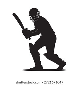 Silueta de un ariete de cricket preparándose para golpear una pelota