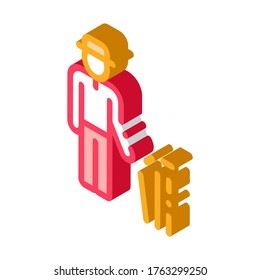 Silhouette des Cricket Player Symbol Vektorgrafik. Isometrische Silhouette des Cricket-Player-Schildes. farbige einzelne Symbolillustration