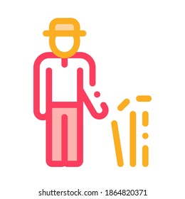 Silhouette of Cricket Player Icon Vector. Outline Silhouette of Cricket Player Sign. Isolated Contour Symbol Illustration