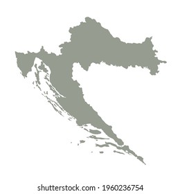 Silhouette of Croatia country map. Highly detailed editable gray map of Croatia, European land territory borders. Political or geographical design element vector illustration on white background