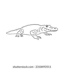 Silhouette of a Crocodile made in sketch style. Vector illustration.