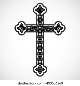 silhouette cross with celtic ornaments / vector illustration