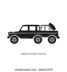 Silhouette of the cross-country vehicle on a white background. ATV track. Vector illustration