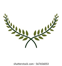 silhouette with crossed branchs with leaves