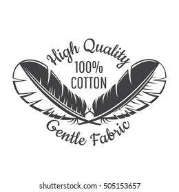 Silhouette of crossed feathers. Logo for sensitive textile, fabric, cloth, or business