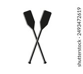 Silhouette of crossed oars icon. Two paddles. Vector. Flat design.