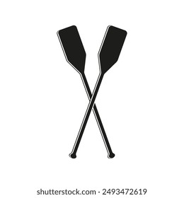 Silhouette of crossed oars icon. Two paddles. Vector. Flat design.