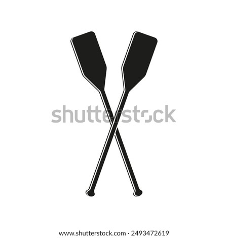 Silhouette of crossed oars icon. Two paddles. Vector. Flat design.