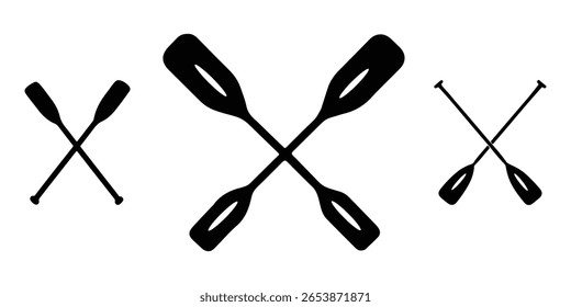 Silhouette of crossed paddles for adventure, outdoor  and nautical themes.