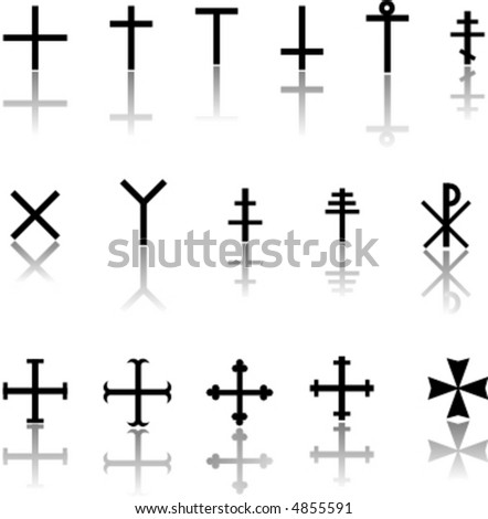 silhouette of the crosses on the white background